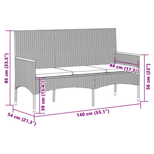 vidaXL Banc de jardin 3 places avec coussin Résine tressée Noir