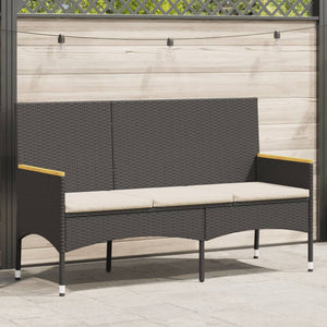 vidaXL Banc de jardin 3 places avec coussin Résine tressée Noir
