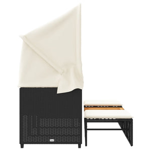 Poly-Rattan Gartensofa mit Dach & Hockern