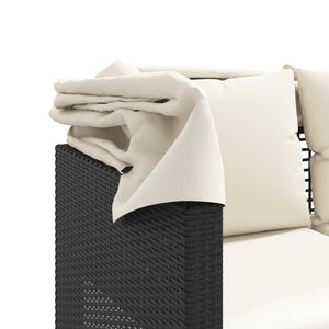 Poly-Rattan Gartensofa mit Dach & Hockern