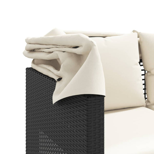 Poly-Rattan Gartensofa mit Dach & Hockern