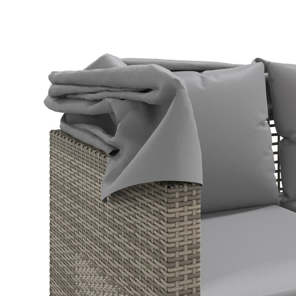 Gartensofa 3-Sitzer mit Dach & Hocker, Grau