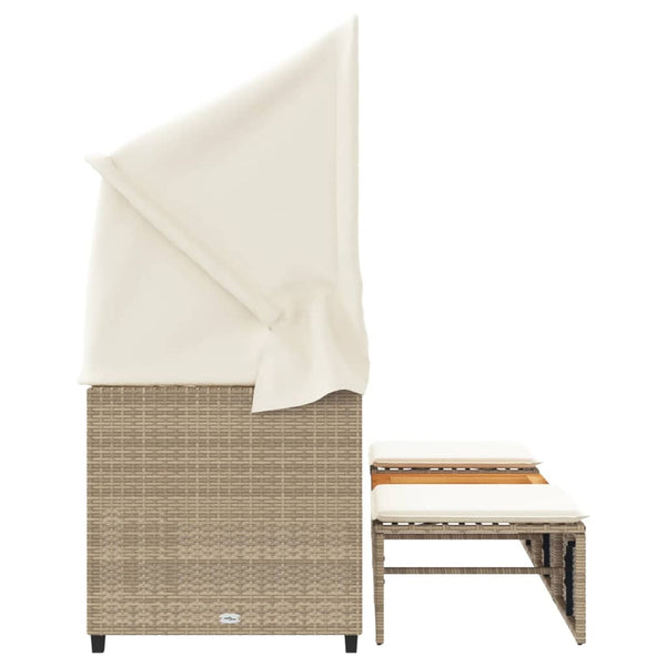 3-Sitzer Outdoor Sofa mit Dach & Hockern