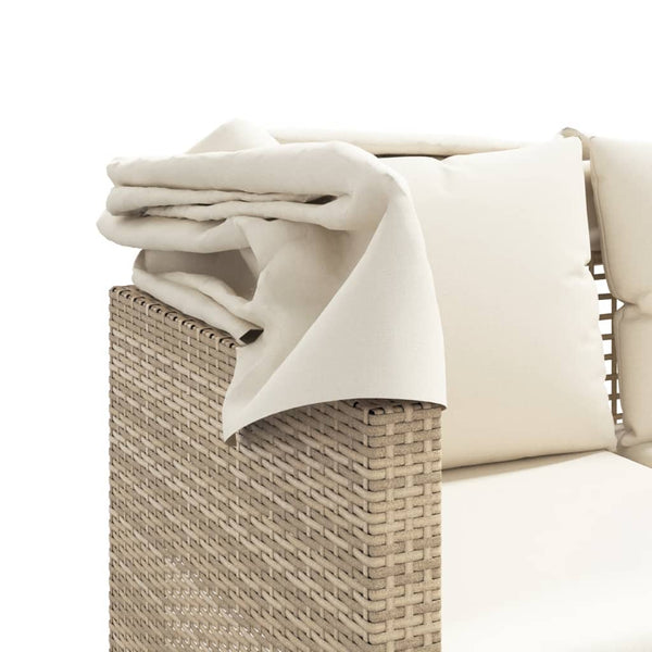 3-Sitzer Outdoor Sofa mit Dach & Hockern