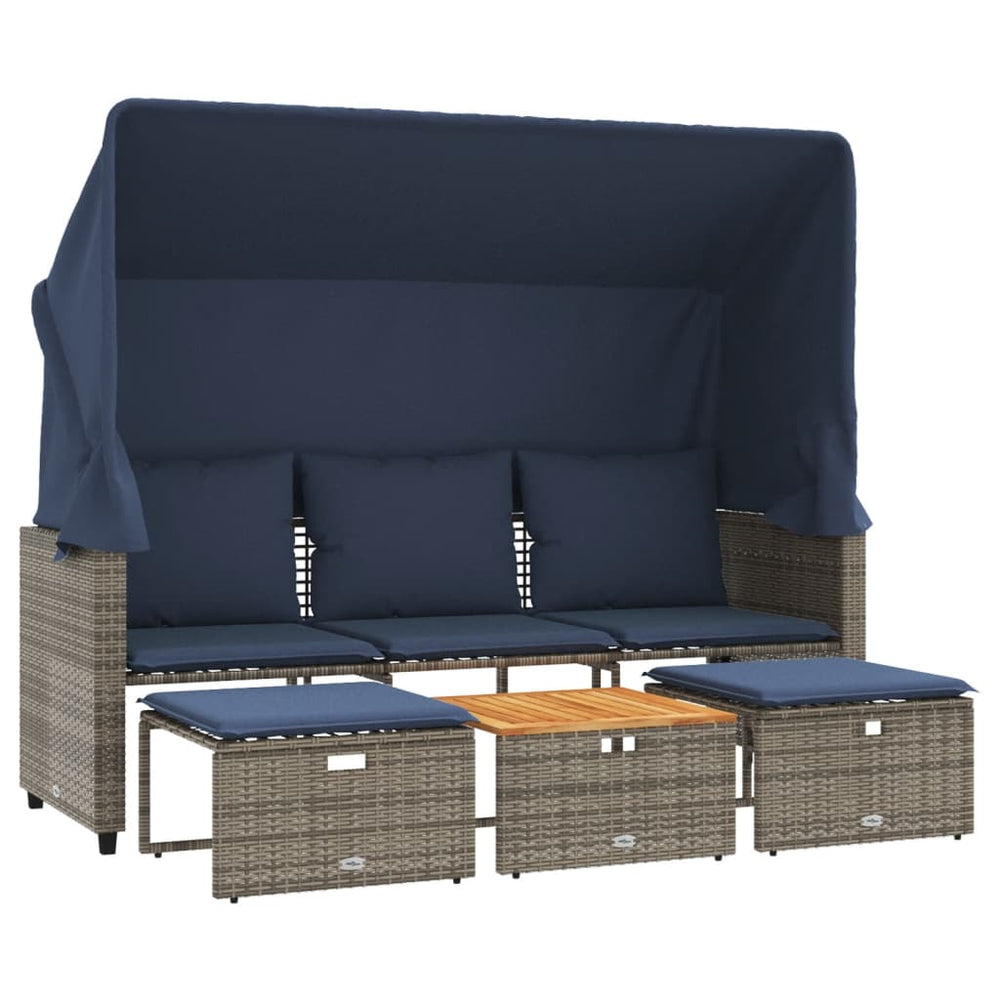 Gartensofa 3-Sitzer mit Baldachin Grau
