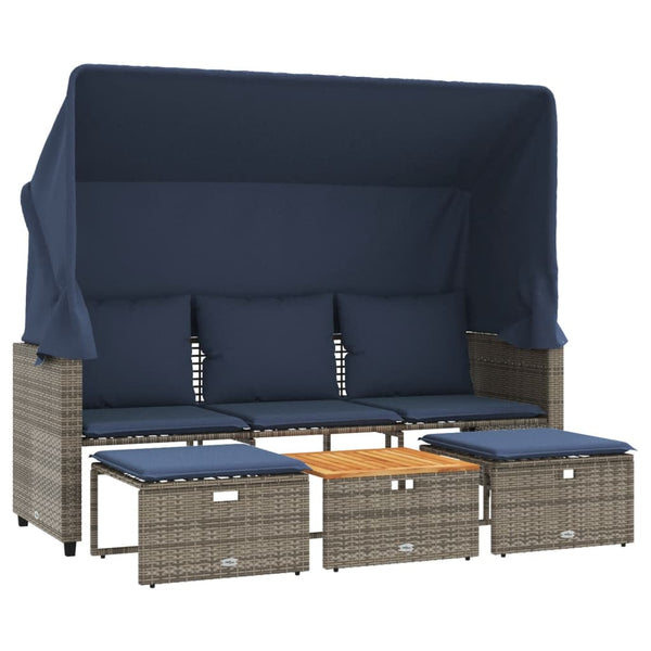 Gartensofa 3-Sitzer mit Baldachin Grau