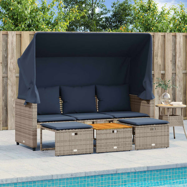 Gartensofa 3-Sitzer mit Baldachin Grau