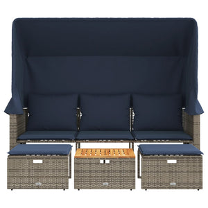Gartensofa 3-Sitzer mit Baldachin Grau