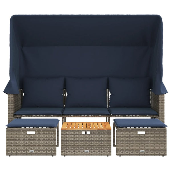 Gartensofa 3-Sitzer mit Baldachin Grau