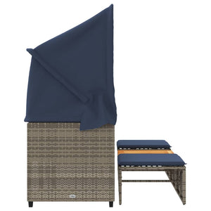 Gartensofa 3-Sitzer mit Baldachin Grau