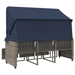 Gartensofa 3-Sitzer mit Baldachin Grau