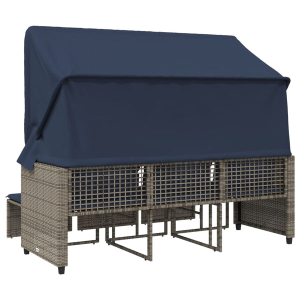 Gartensofa 3-Sitzer mit Baldachin Grau