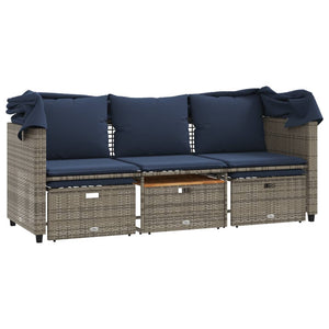 Gartensofa 3-Sitzer mit Baldachin Grau