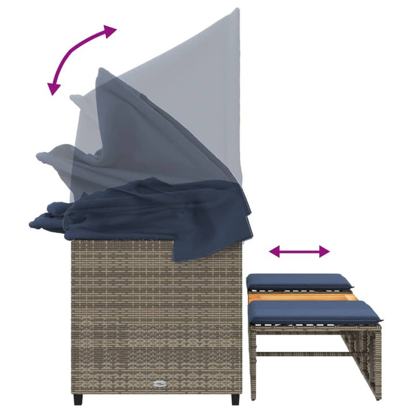 Gartensofa 3-Sitzer mit Baldachin Grau