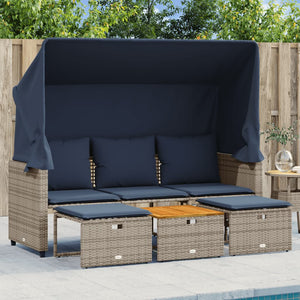 Gartensofa 3-Sitzer mit Baldachin Grau