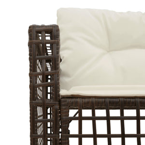 vidaXL Canapé de jardin d'angle avec coussins et pouf Marron Résine tressée