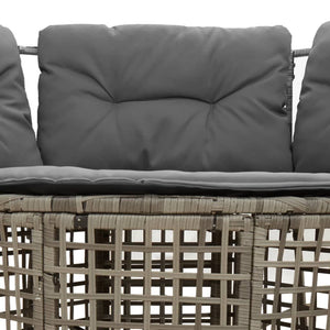 Gartensofa L-Form Grau Poly Rattan mit Kissen