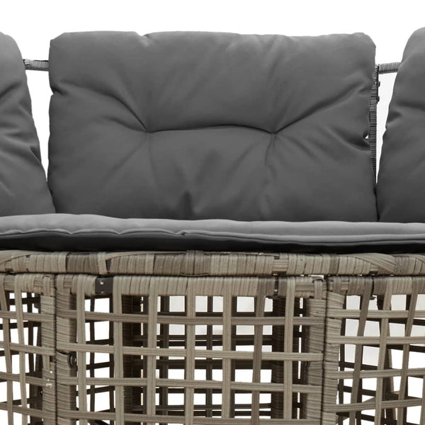 Gartensofa L-Form Grau Poly Rattan mit Kissen