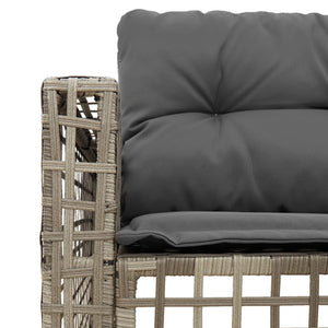 Gartensofa L-Form Grau Poly Rattan mit Kissen