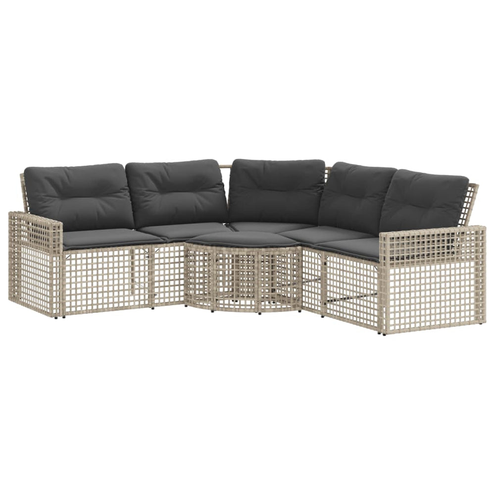 L-förmiges Gartensofa mit Fußbank Hellgrau