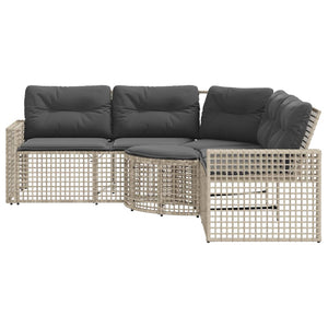 L-förmiges Gartensofa mit Fußbank Hellgrau