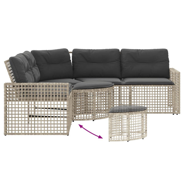 L-förmiges Gartensofa mit Fußbank Hellgrau