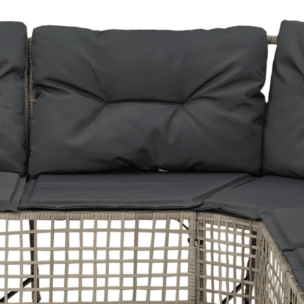 L-förmiges Gartensofa mit Fußbank Hellgrau