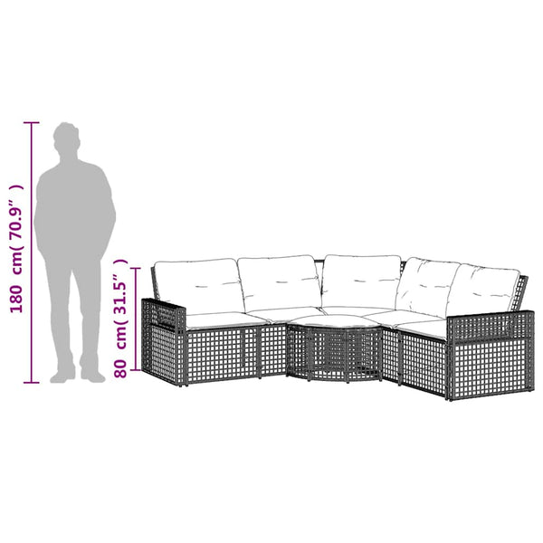 L-förmiges Gartensofa mit Fußbank Hellgrau