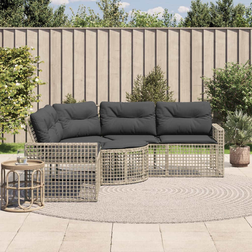 L-förmiges Gartensofa mit Fußbank Hellgrau