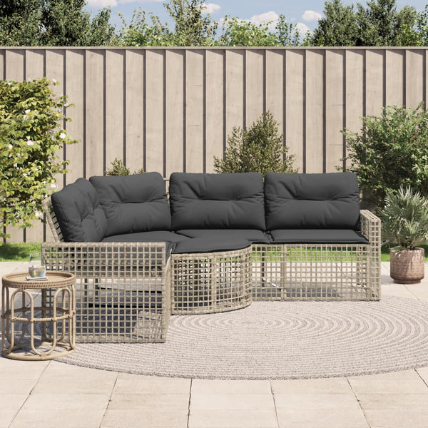 L-förmiges Gartensofa mit Fußbank Hellgrau