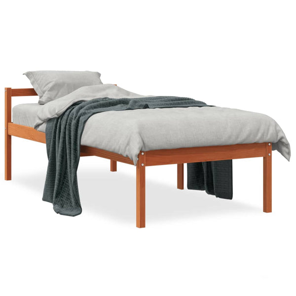 Seniorenbett 75x190 cm Kiefer Massivholz Wachsbraun