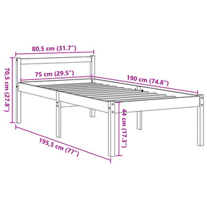 Seniorenbett 75x190 cm Kiefer Massivholz Wachsbraun