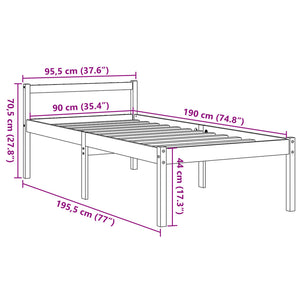 vidaXL Lit senior ciré marron 90x190 cm pin massif