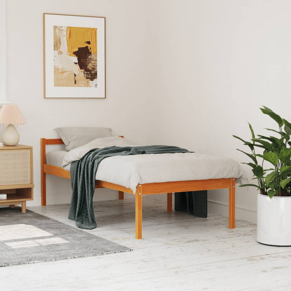 vidaXL Lit senior ciré marron 90x190 cm pin massif