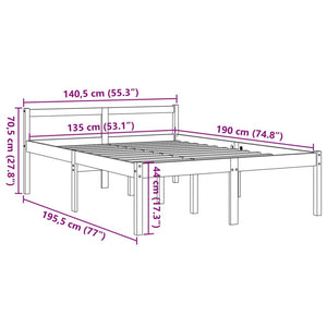 Seniorenbett Wachsbraun 135x190 cm Kiefer Massivholz