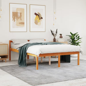 Seniorenbett Wachsbraun 135x190 cm Kiefer Massivholz