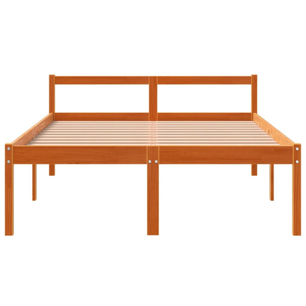 Seniorenbett Wachsbraun 140x190 cm Kiefer Massivholz