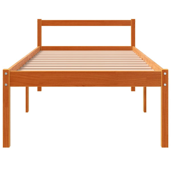 vidaXL Lit pour personnes âgées ciré marron 90x200 cm Bois de pin massif