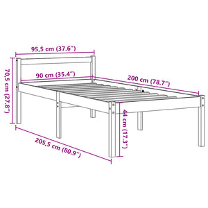 vidaXL Lit pour personnes âgées ciré marron 90x200 cm Bois de pin massif