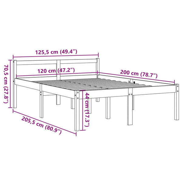 Seniorenbett 120x200 cm Kiefer Massivholz Wachsbraun