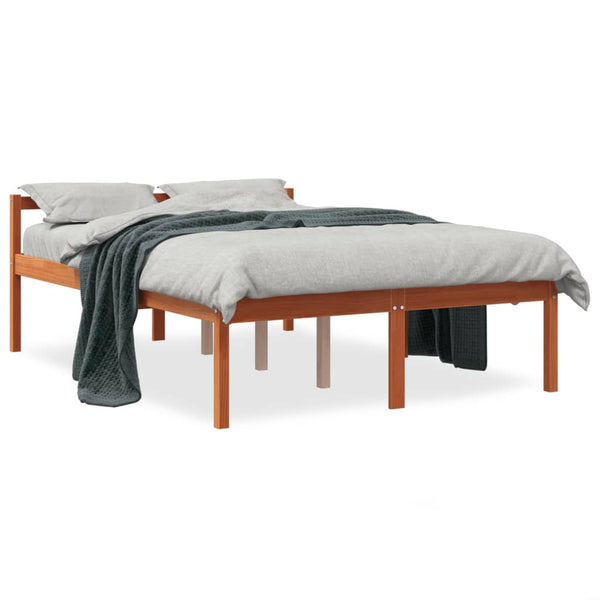 Seniorenbett 140x200 cm Kiefer Massivholz Wachsbraun