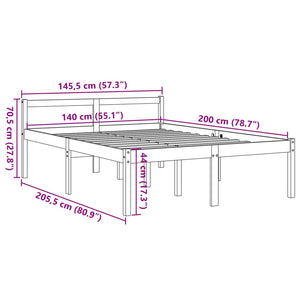 Seniorenbett 140x200 cm Kiefer Massivholz Wachsbraun