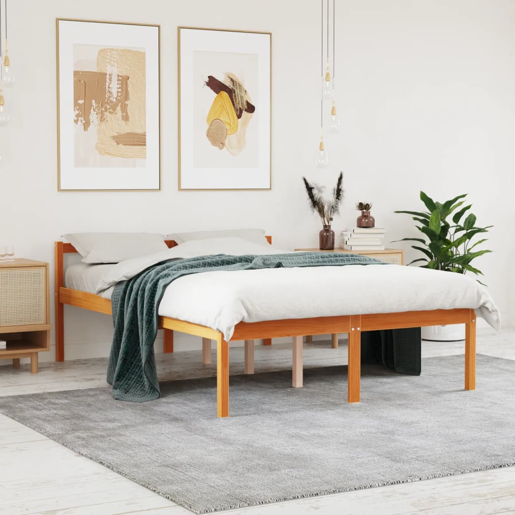 Seniorenbett 140x200 cm Kiefer Massivholz Wachsbraun