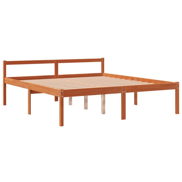 vidaXL Lit pour personnes âgées ciré marron 150x200 cm bois de pin massif
