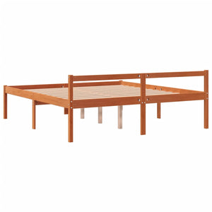 vidaXL Lit pour personnes âgées ciré marron 150x200 cm bois de pin massif