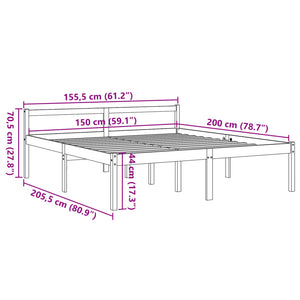 vidaXL Lit pour personnes âgées ciré marron 150x200 cm bois de pin massif