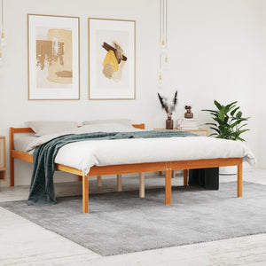 vidaXL Lit pour personnes âgées ciré marron 150x200 cm bois de pin massif