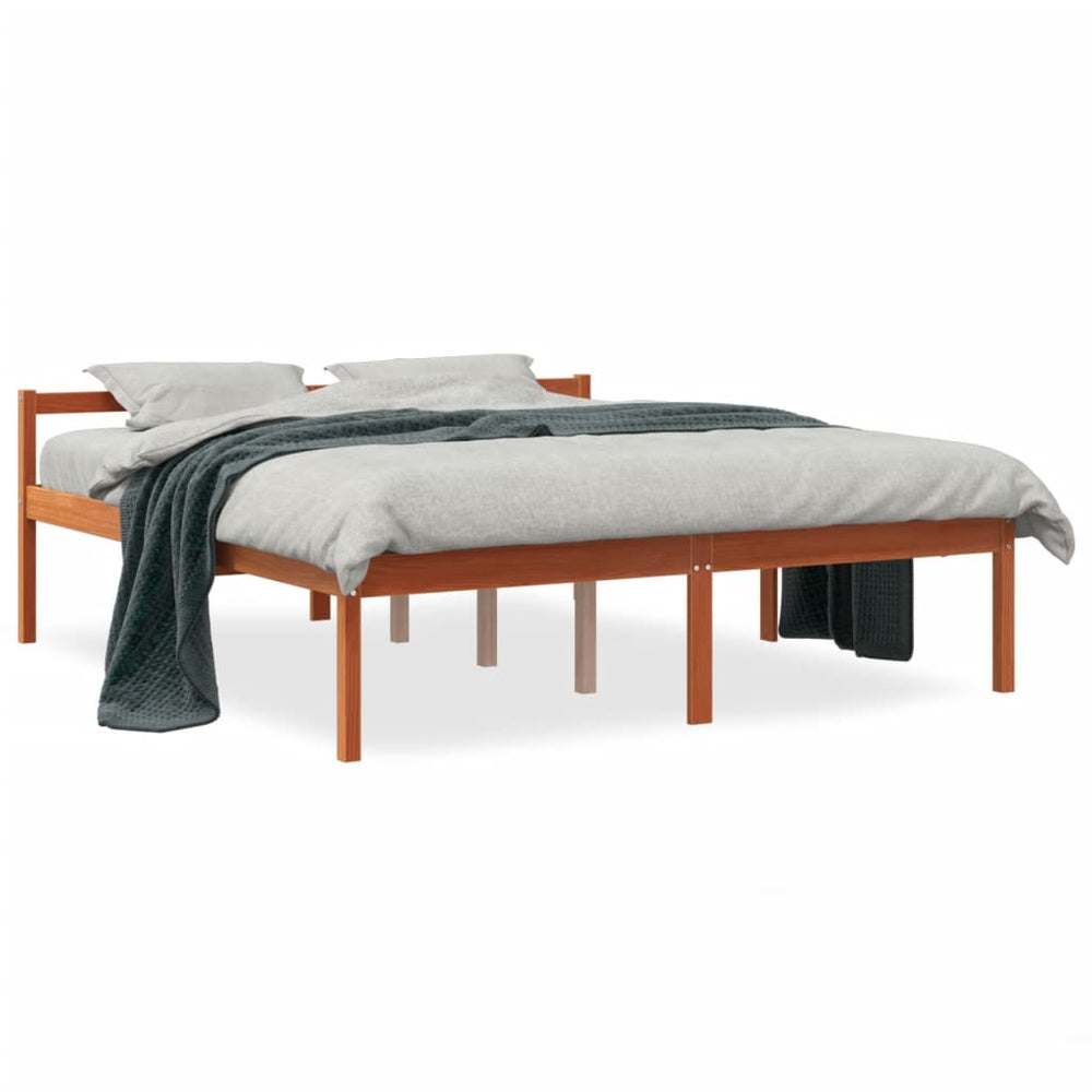 Seniorenbett 160x200 cm Kiefer Massivholz Wachsbraun