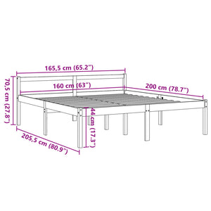 Seniorenbett 160x200 cm Kiefer Massivholz Wachsbraun