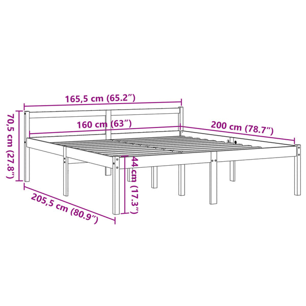 Seniorenbett 160x200 cm Kiefer Massivholz Wachsbraun